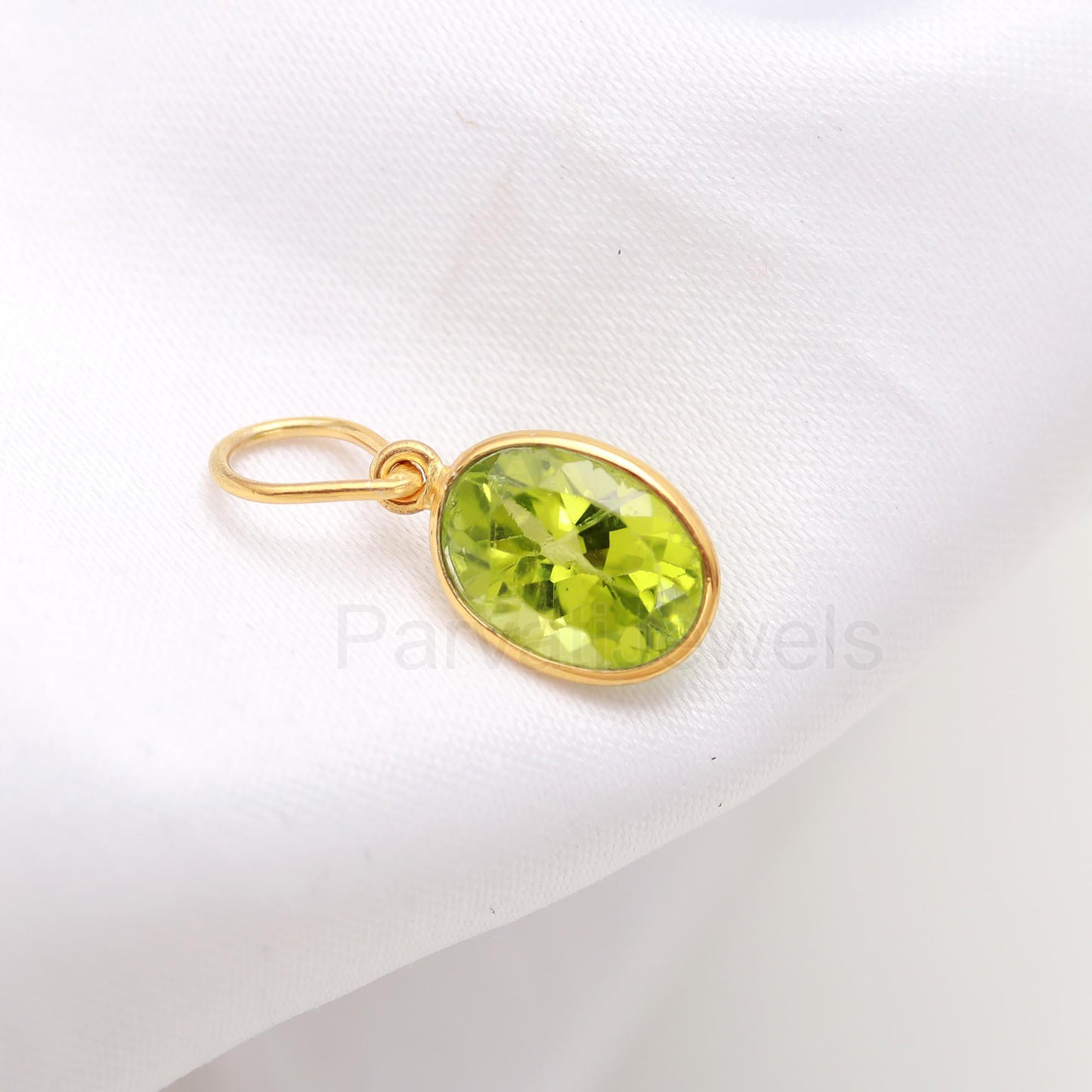 Natural Peridot Cut Charm, 18k Solid Gold Charm, AA Peridot Oval Charm Pendant, Gold Charm, Charm Pendant, Handmade Gold Charm, Gift For Her