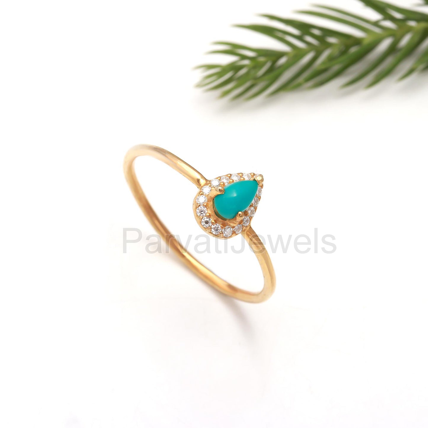 AA Natural Sleeping Beauty Turquoise With Moissanite Ring, 14k Solid Gold Ring, Handmade Gold Ring, Sleeping Gold Ring, Birthstone Gold Ring