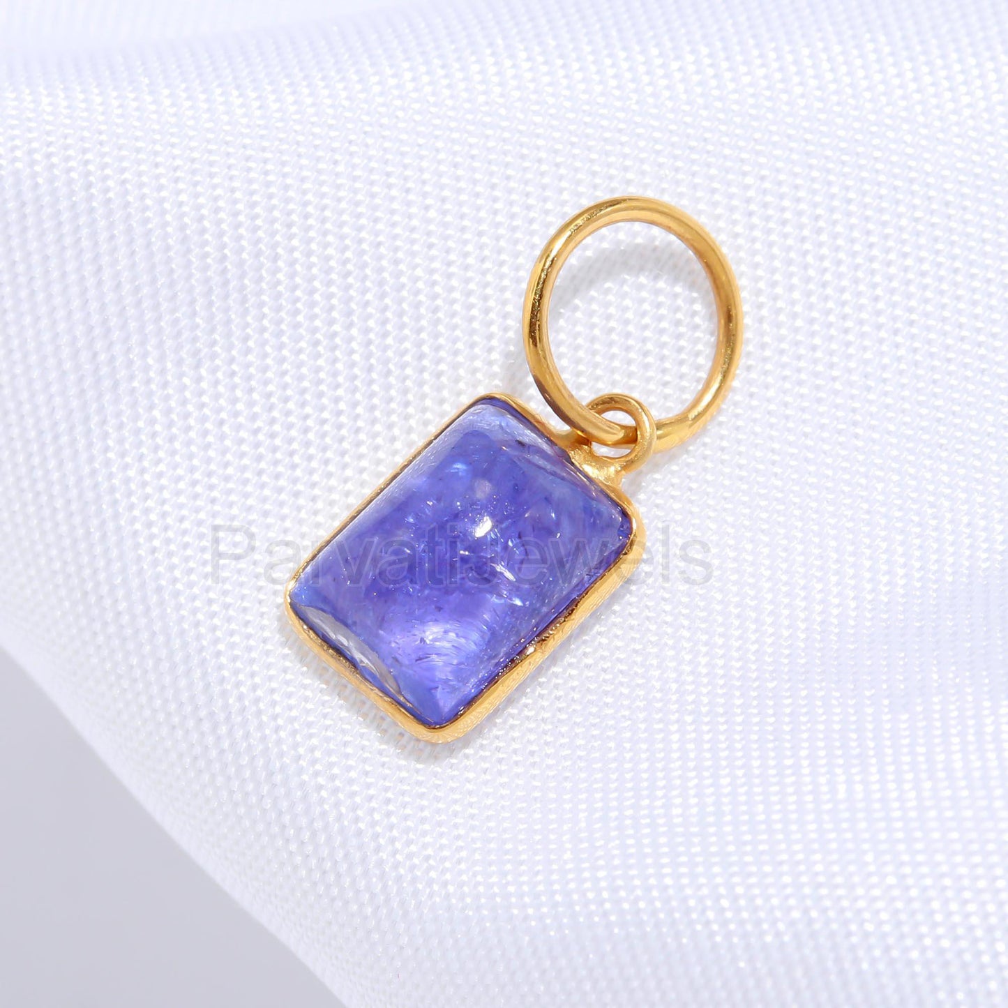 Natural Tanzanite Charm, Solid 18k Gold Charm, Handmade Gold Charm, December Birthstone Charm, Tanzanite Charm, Minimalist Charm Pendant,