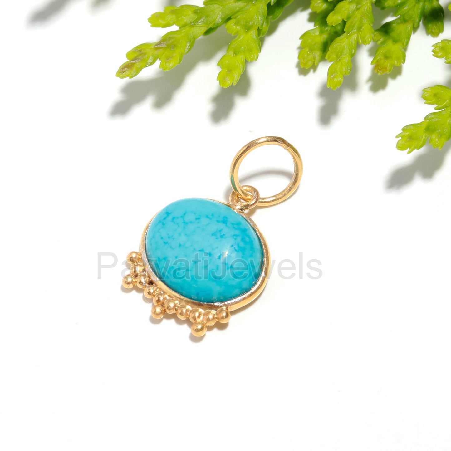 Natural Blue Turquoise Charm, 18k Solid Gold Charm, Blue Turquoise Charm, Charm Necklace, Handmade Gold Charm, Charm Pendant, Gift For Her