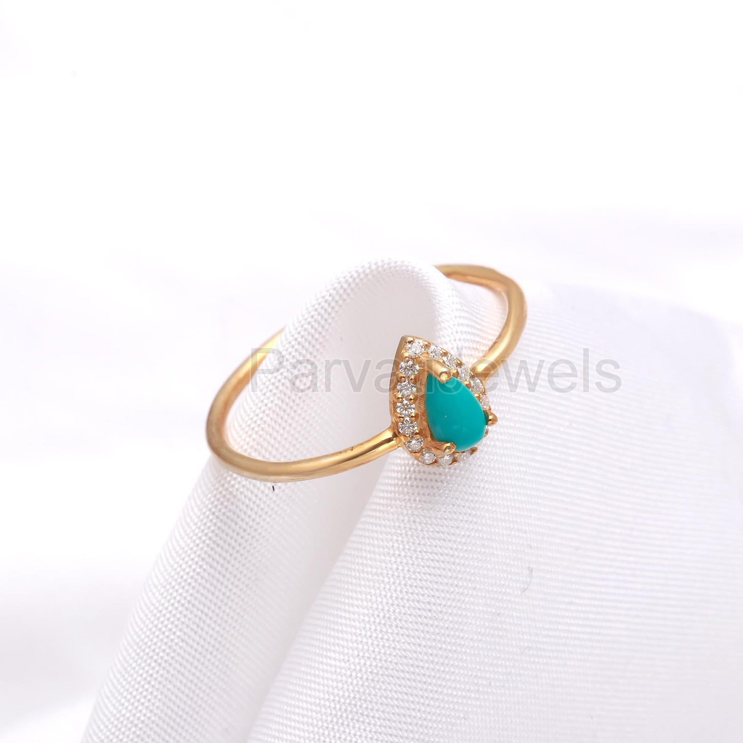 AA Natural Sleeping Beauty Turquoise With Moissanite Ring, 14k Solid Gold Ring, Handmade Gold Ring, Sleeping Gold Ring, Birthstone Gold Ring