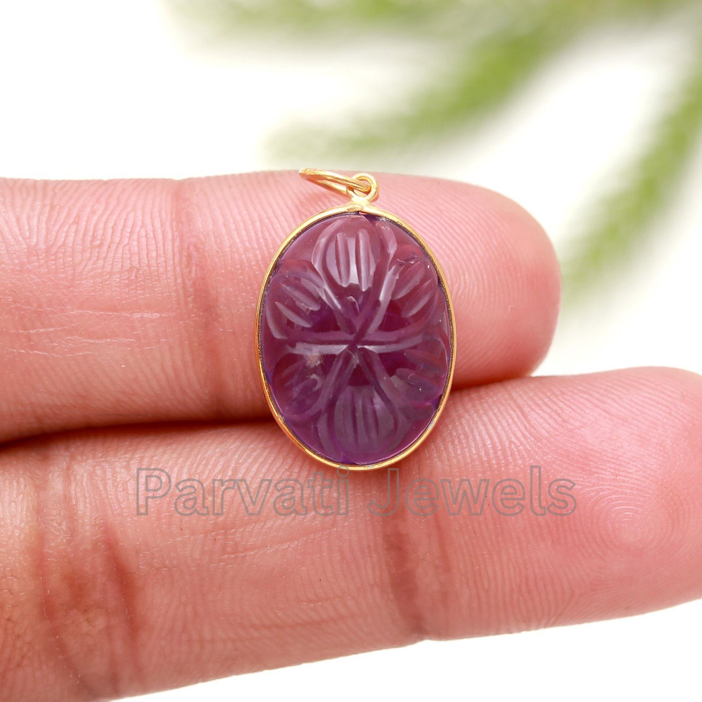 AA Natural Amethyst Charm, 18k Solid Gold Charm, Amethyst Carving Charm, Gold Pendant, Gold Charm Necklace, Handmade Charm, Gift for her,18K