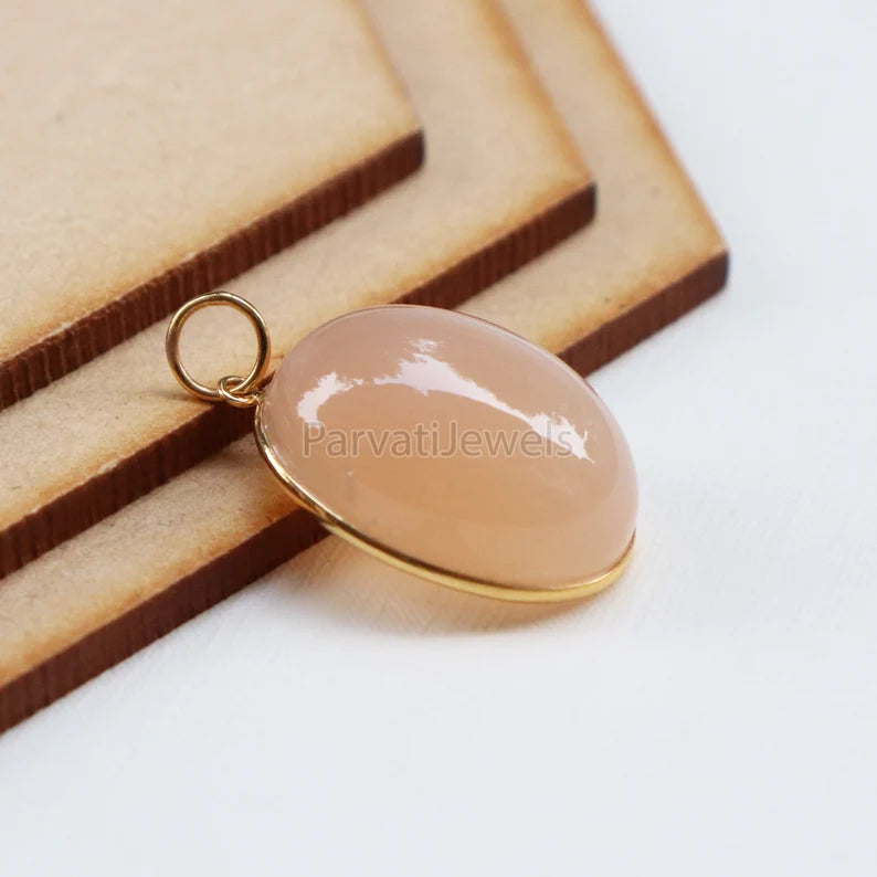 Natural Huge Moonstone Charm, 18k Solid Gold Charm, Natural Moonstone Charm, Gold Charm, Charm Necklace, Handmade Gold Charm, Natural Charm