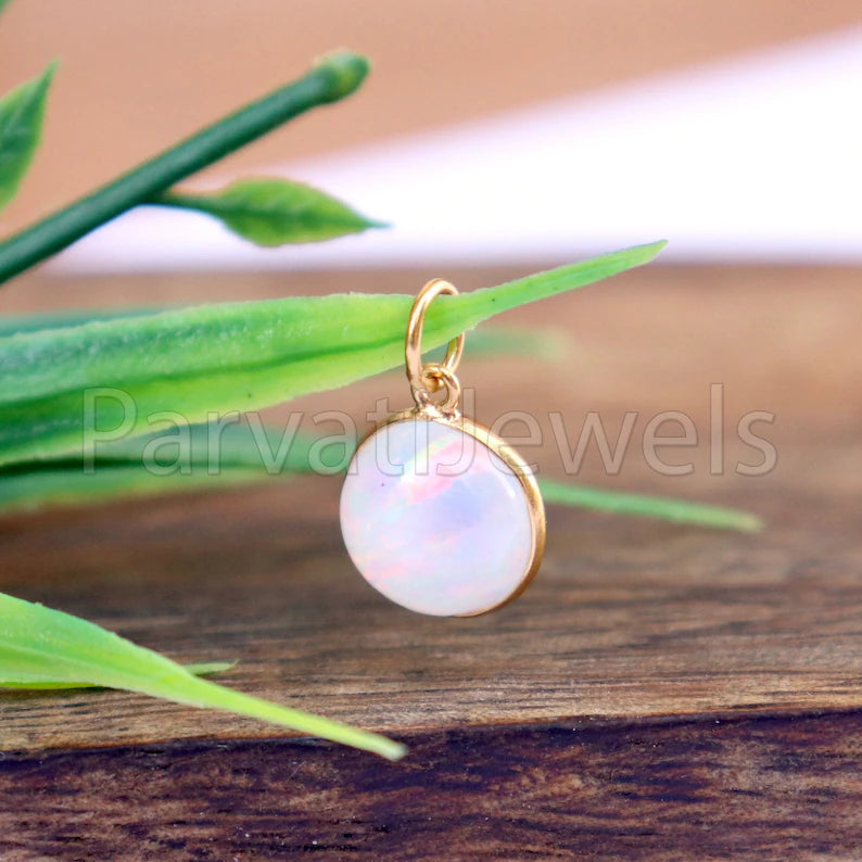 Opal Gold Charm, 18k Solid Gold Charm, Opal Gold Charm, Gold Charm, Charm Necklace, Charm Pendant, Handmade Gold Charm, Gold Opal Charm, Christmas Gift Charm, Gift For Her Charm