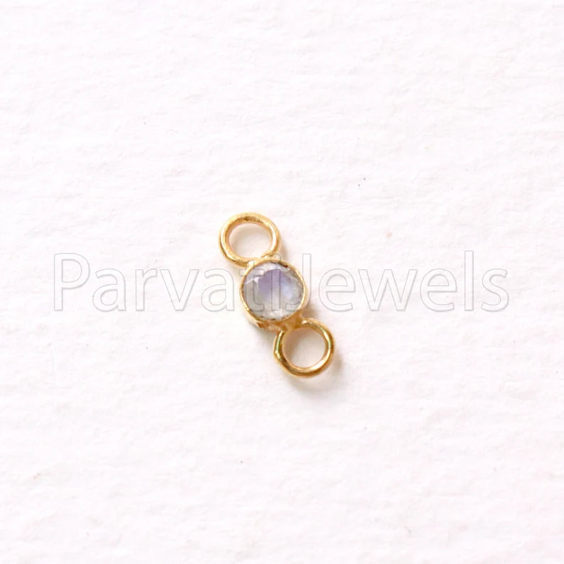 Rainbow Moonstone Connector, 18k Solid Gold Connector, Natural Moonstone Connector, Gold Connector, Gold Jewelry Connector, Gift For her