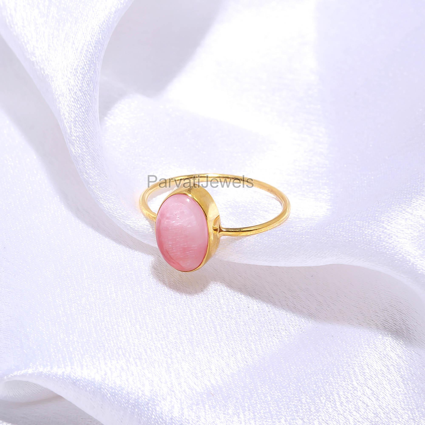 Genuine Cherry Quartz Gold Ring, Handmade Gold Ring, Gift for her, 18K Solid Gold Ring, Dainty Gold Ring, Minimalist Gold Ring