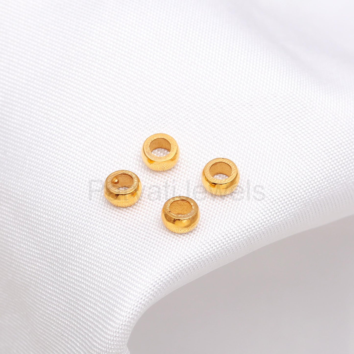14k & 18K Solid Gold Round Beads Supported Charm. Gold Charm Findings Part, Bead Cap Part In Jewelry, 14k 18K Gold Washer, Bead Caps Spacers