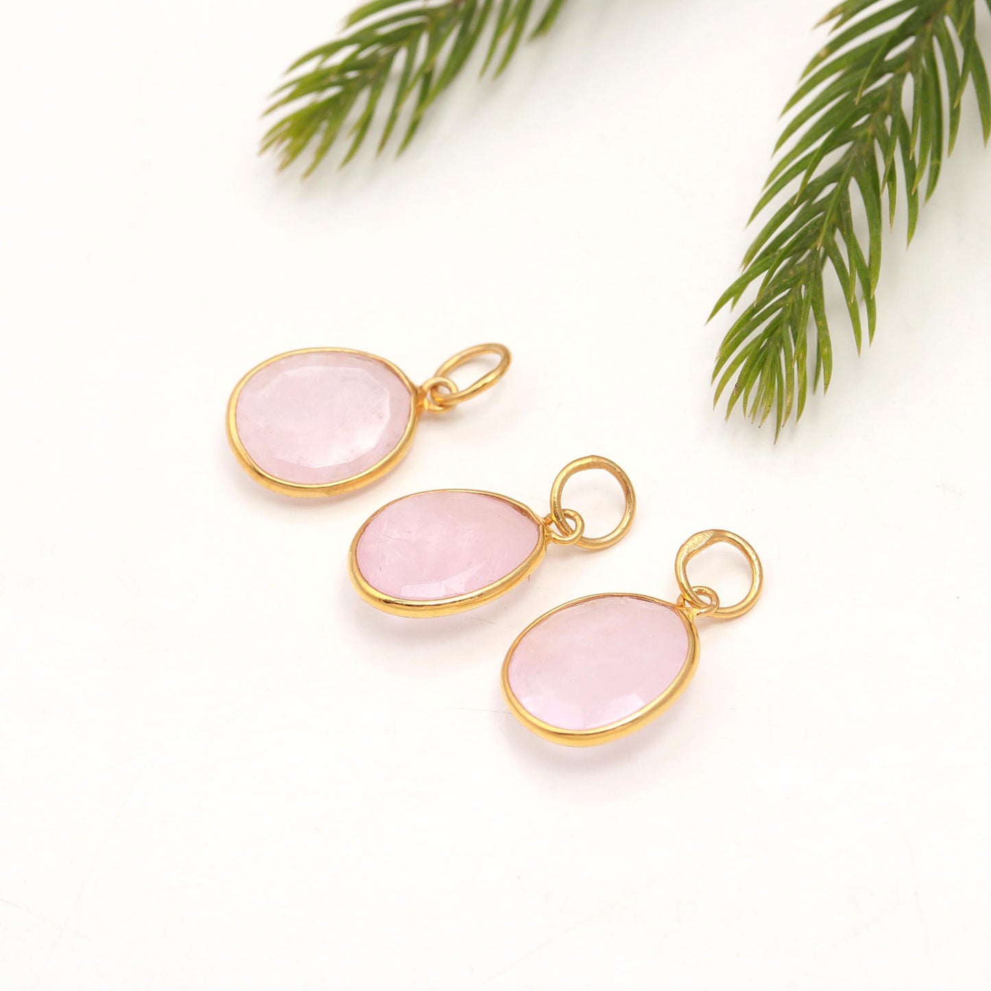 Natural Peach Morganite Stone Charm, 18k Solid Gold Charm, Peach Morganite Charm, Gold Charm, Charm Pendant, Fancy Shape Morganite, SOLID18K
