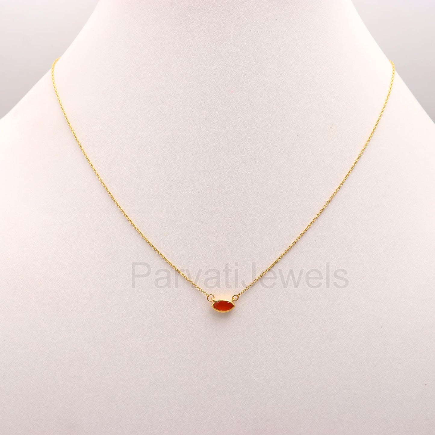 Natural Carnelian Necklace, 18k Solid Gold Necklace, Carnelian Necklace, Handmade Gold Necklace, July Birthstone Necklace, Gold Necklace