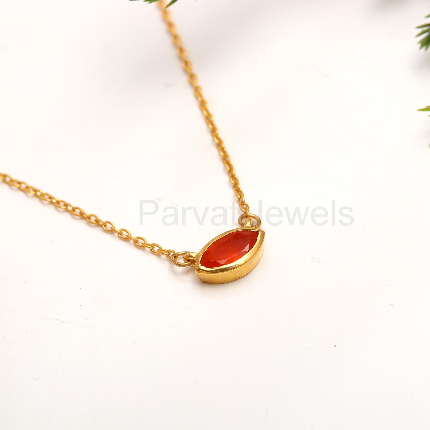 Natural Carnelian Necklace, 18k Solid Gold Necklace, Carnelian Necklace, Handmade Gold Necklace, July Birthstone Necklace, Gold Necklace