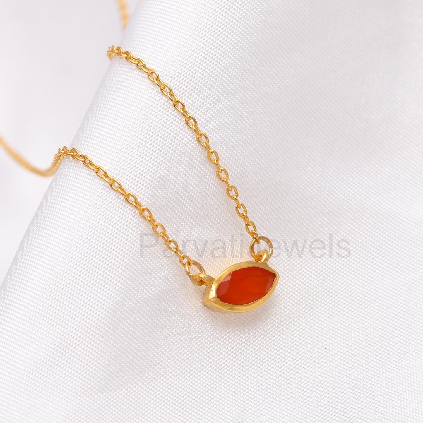 Natural Carnelian Necklace, 18k Solid Gold Necklace, Carnelian Necklace, Handmade Gold Necklace, July Birthstone Necklace, Gold Necklace