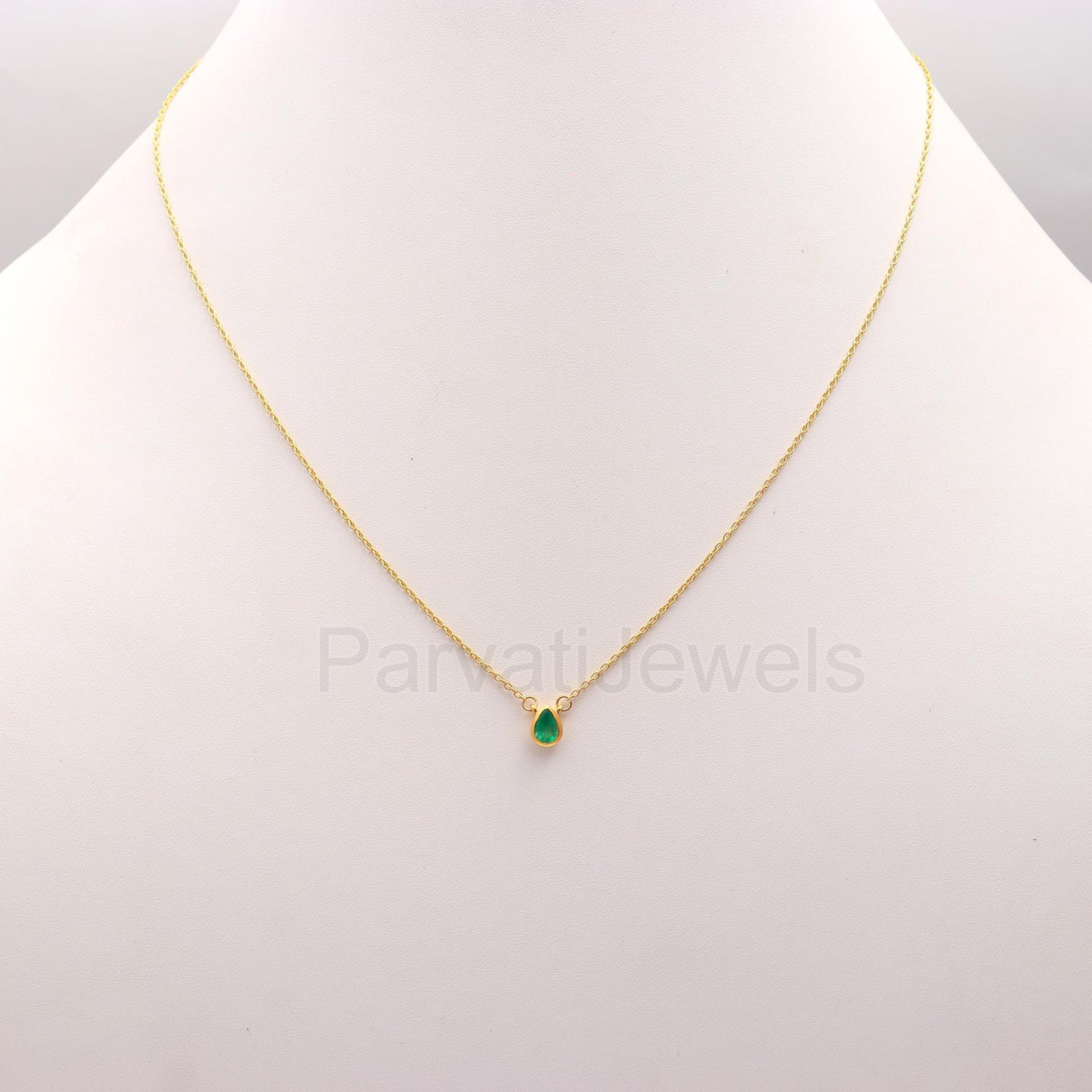 Natural Emerald Necklace, Solid 18k Gold Pendant Necklace, Natural Emerald Gold Necklace, Gold Pendant Necklace, Handmade Gold Necklace