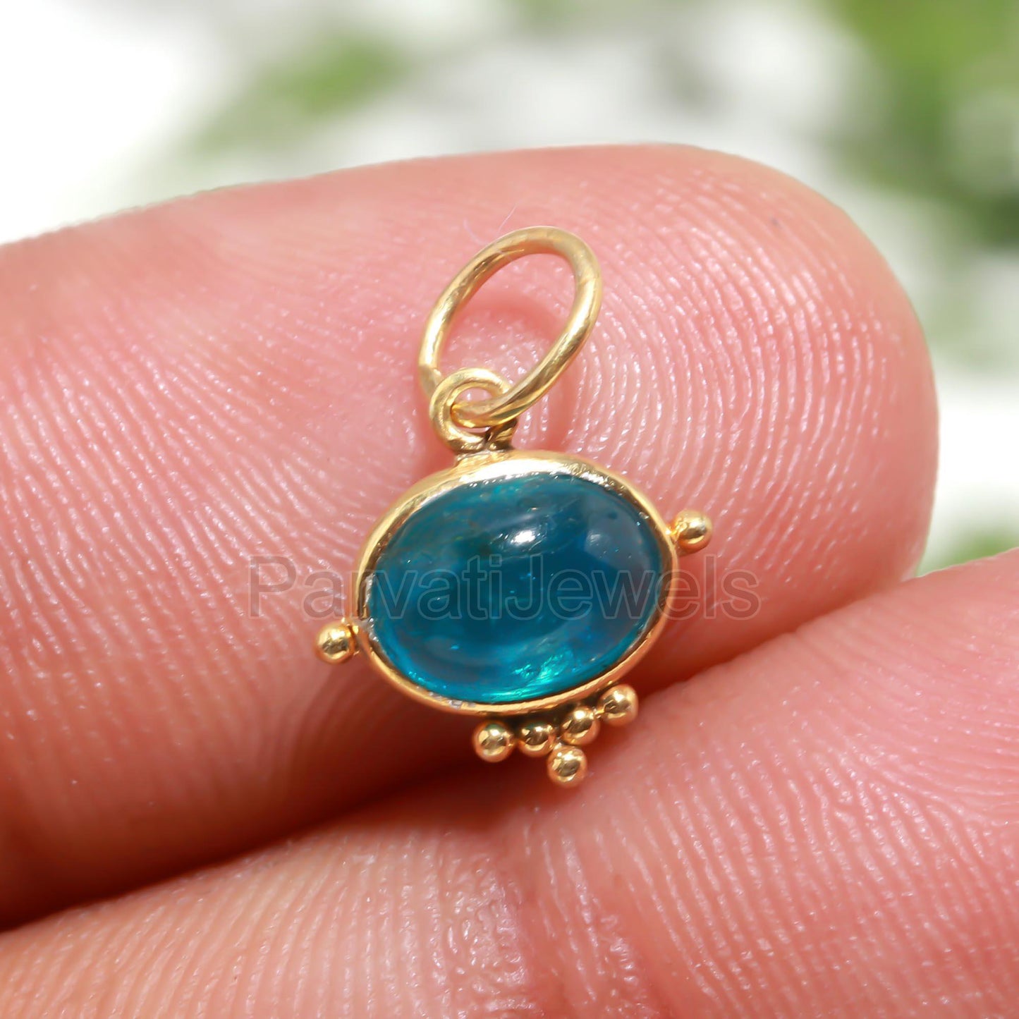 Natural Neon Apatite Charm, 18k Solid Gold Charm, Neon Apatite Charm, Handmade Gold Charm, Gold Charm, Gold Charm Pendant, Gift For Her