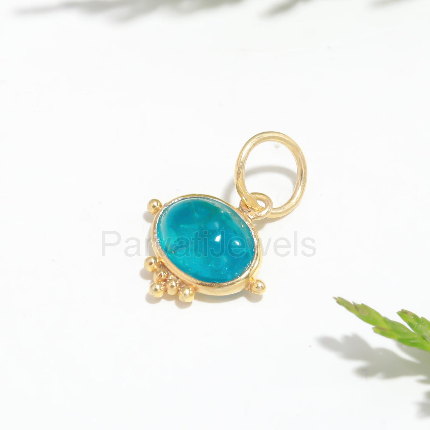 Natural Neon Apatite Charm, 18k Solid Gold Charm, Neon Apatite Charm, Handmade Gold Charm, Gold Charm, Gold Charm Pendant, Gift For Her