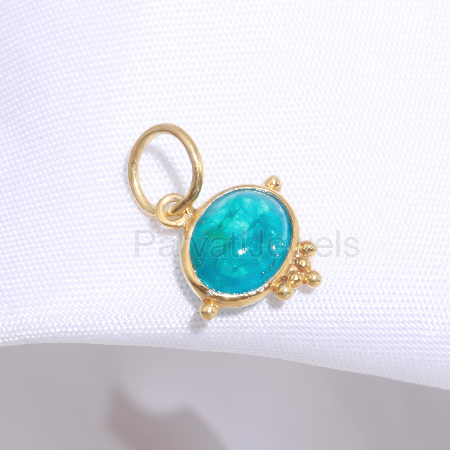 Natural Neon Apatite Charm, 18k Solid Gold Charm, Neon Apatite Charm, Handmade Gold Charm, Gold Charm, Gold Charm Pendant, Gift For Her