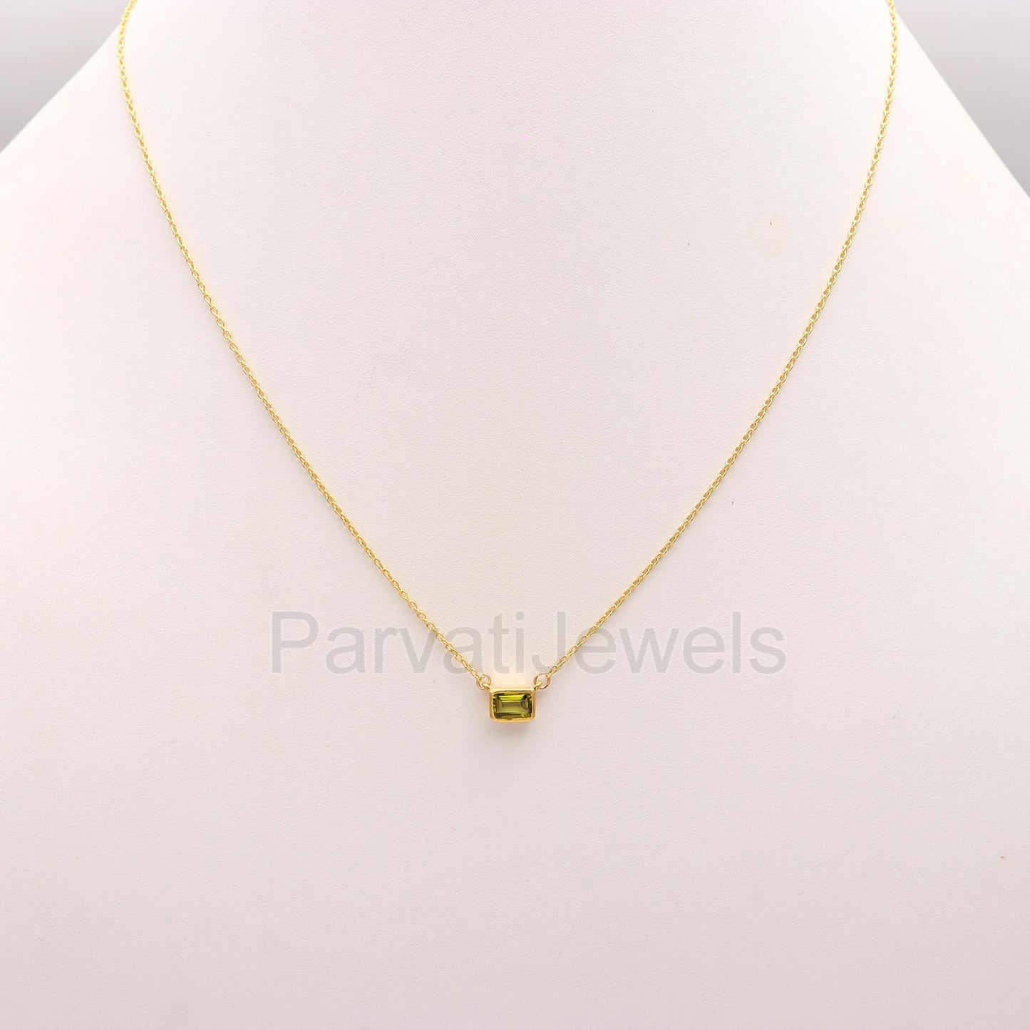 Natural Green Peridot Necklace, 18k Solid Gold Necklace, Peridot Necklace, Handmade Gold Necklace, Peridot August Necklace, Gold Necklace