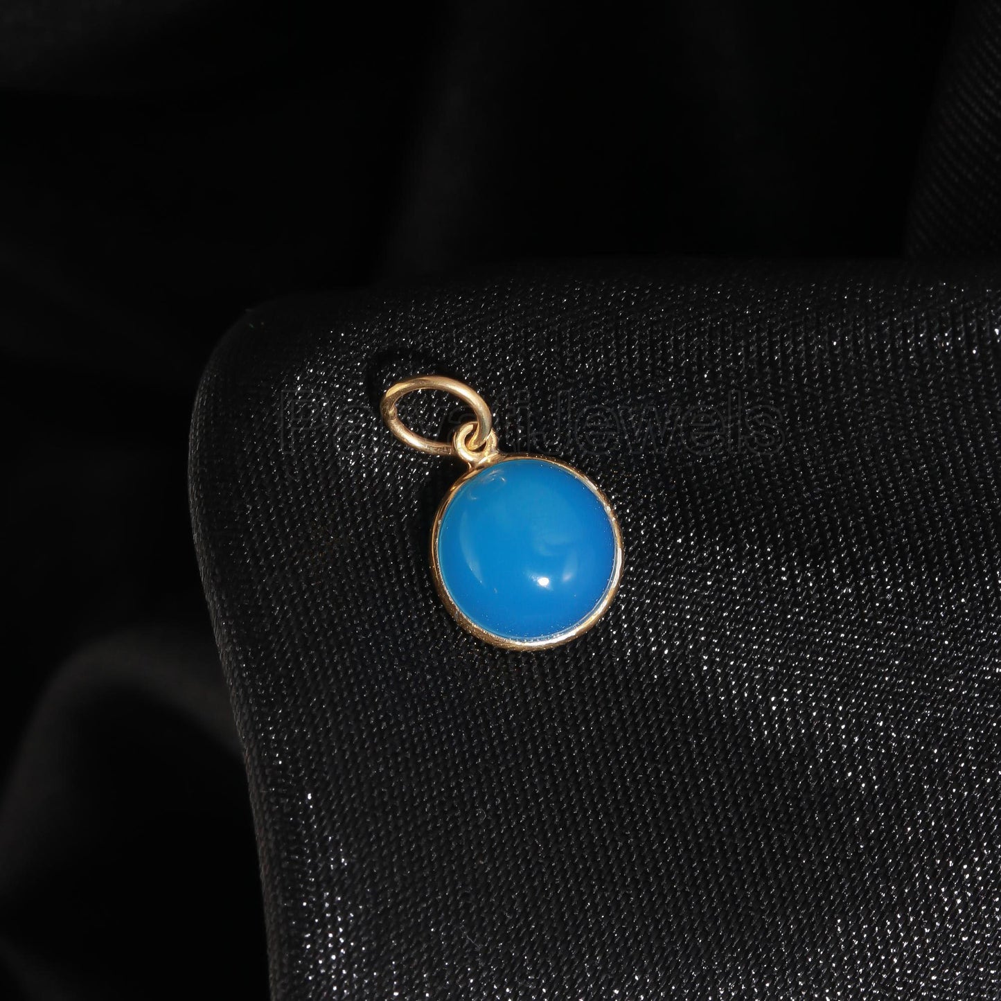 AA Natural Chalcedony Round Shaped Charm, Chalcedony Gemstone Charm, Handcrafted Gold Charm, Solid Gold Charm, Minimalist Gold Charm,
