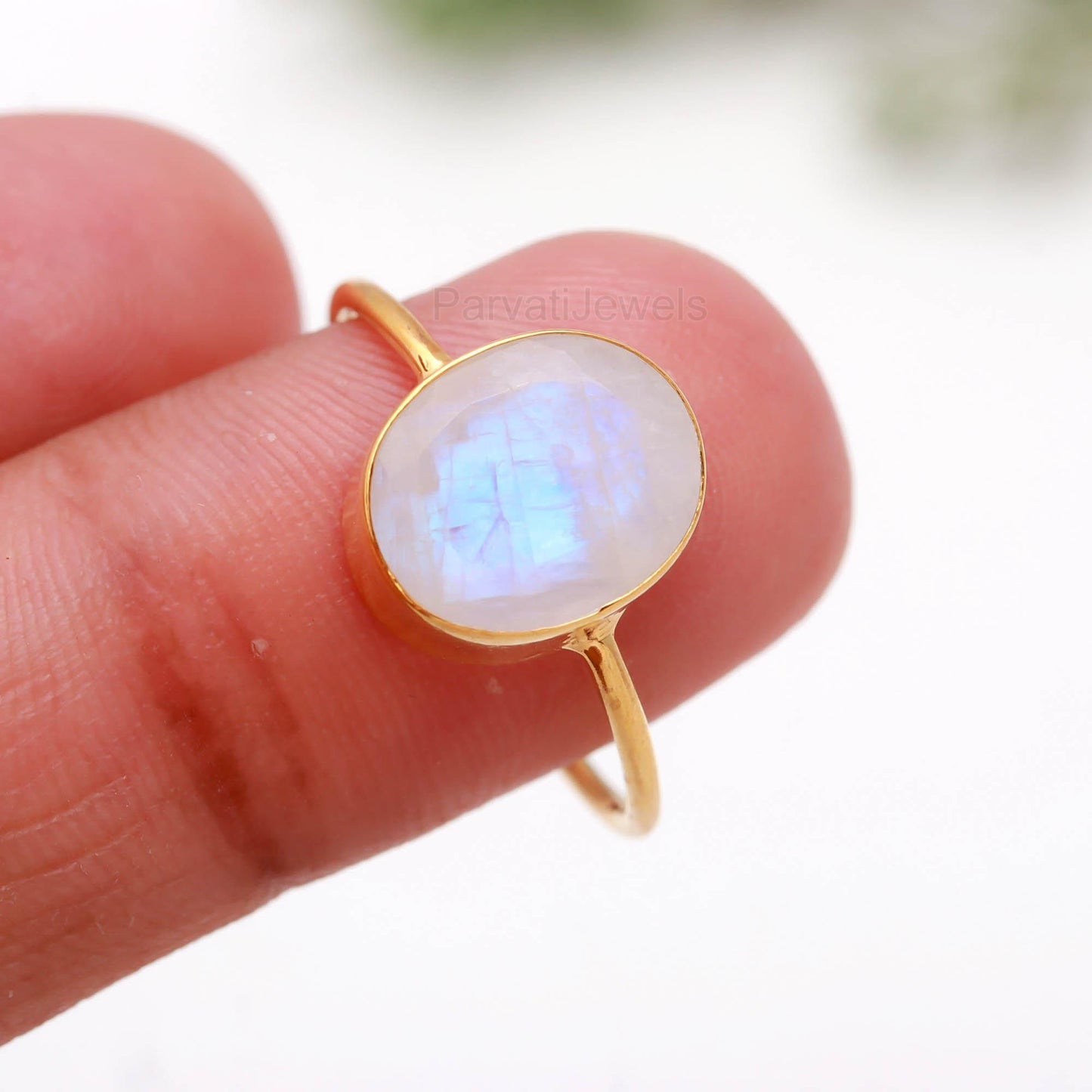 Natural Rainbow Moonstone Ring, 18k Solid Gold Ring, Handmade Gold Ring, Rainbow Moonstone Gold Ring, Gift For Women, Dainty Gold Ring