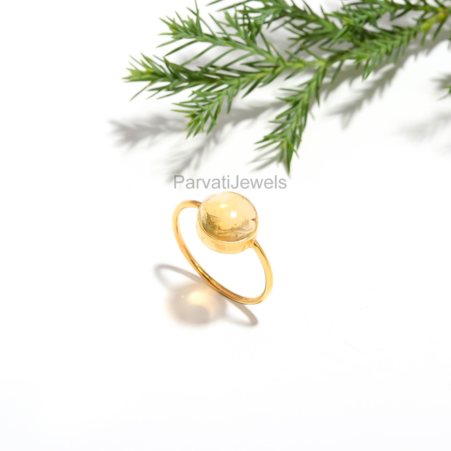 AA Natural Citrine Gold Ring, 18K Solid Gold Ring, Handcrafted Gold Ring, Dainty Gold Ring, Boho Garnet Ring, November Birthstone Ring