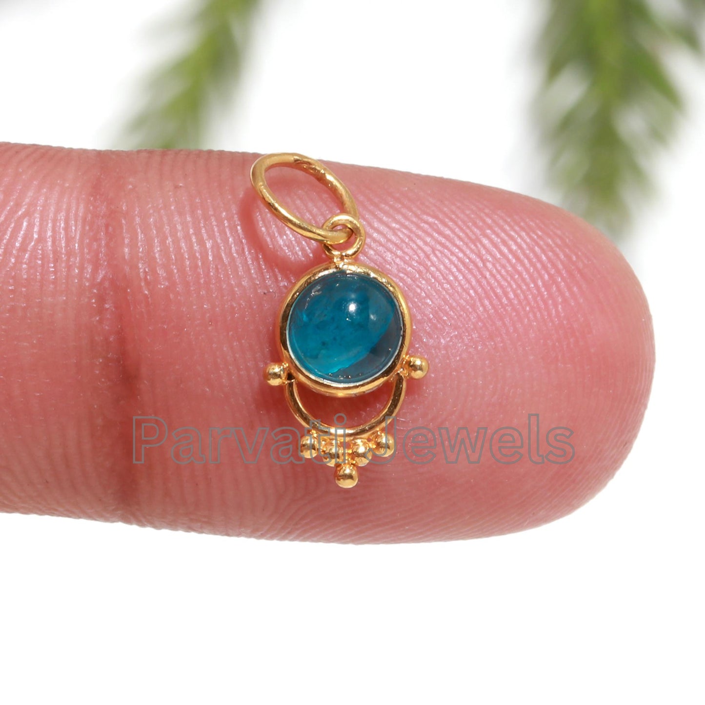 AA Elegant Apatite Charm, 18k Solid Gold Charm, Neon Apatite Charm, Handmade Gold Charm, Gold Charm, Gold Charm Pendant, Gift For Her, 18K