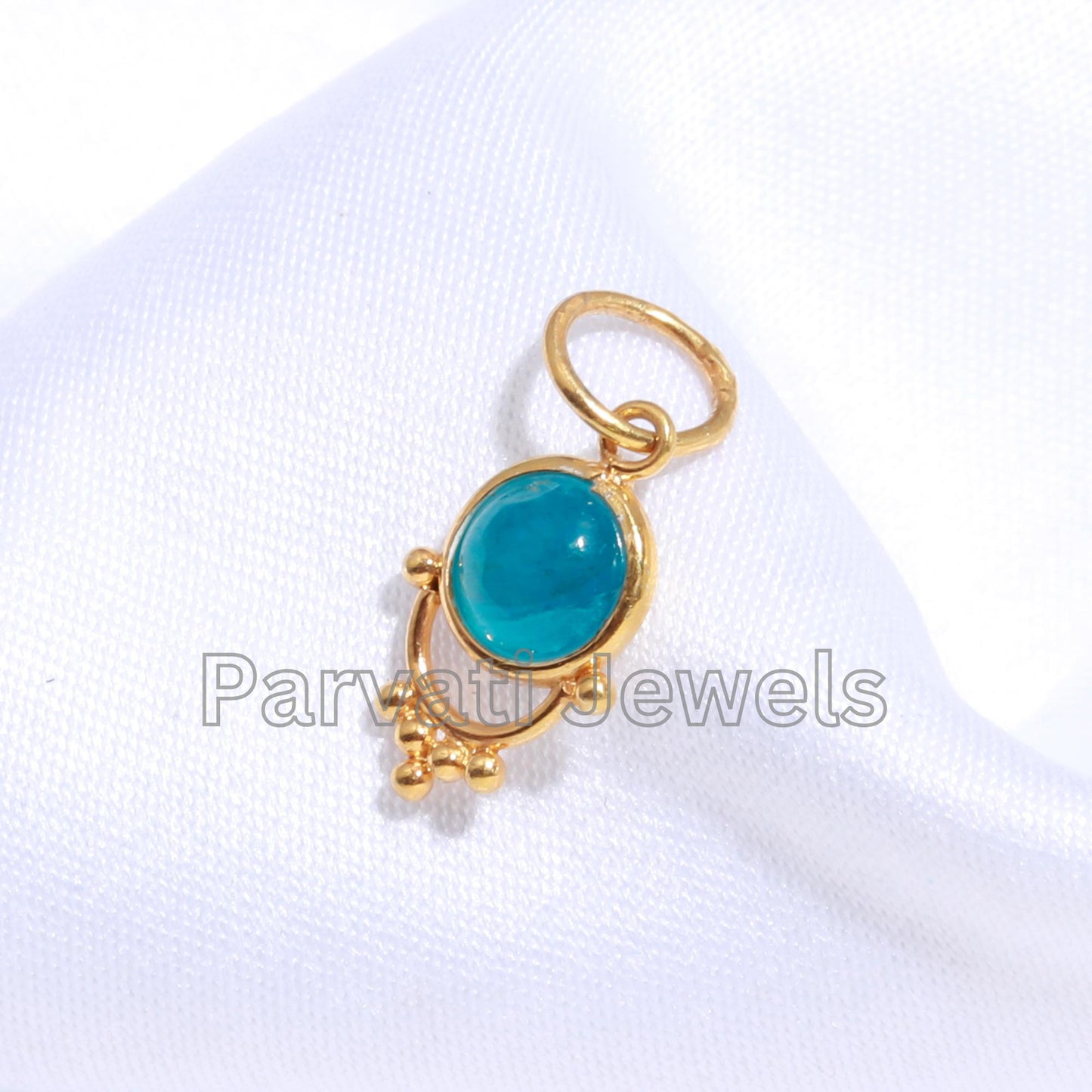 AA Elegant Apatite Charm, 18k Solid Gold Charm, Neon Apatite Charm, Handmade Gold Charm, Gold Charm, Gold Charm Pendant, Gift For Her, 18K
