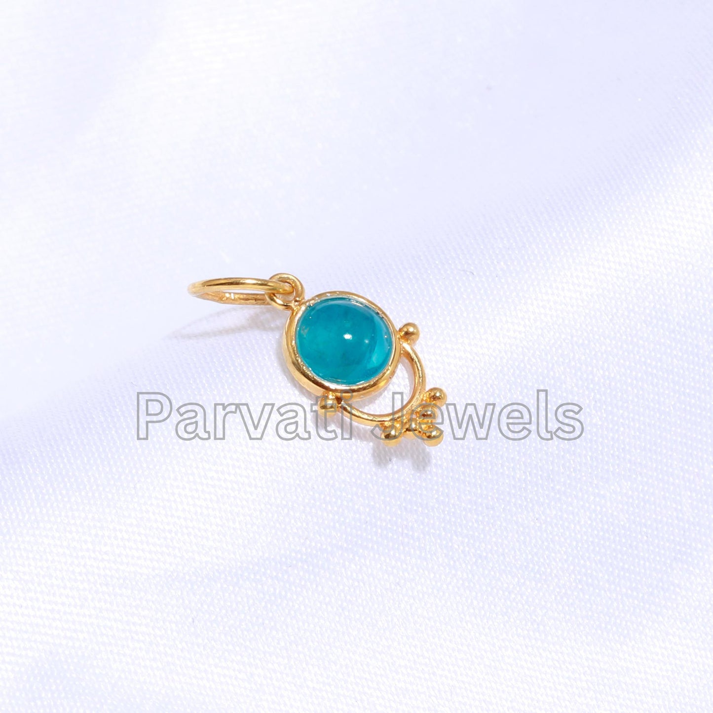 AA Elegant Apatite Charm, 18k Solid Gold Charm, Neon Apatite Charm, Handmade Gold Charm, Gold Charm, Gold Charm Pendant, Gift For Her, 18K