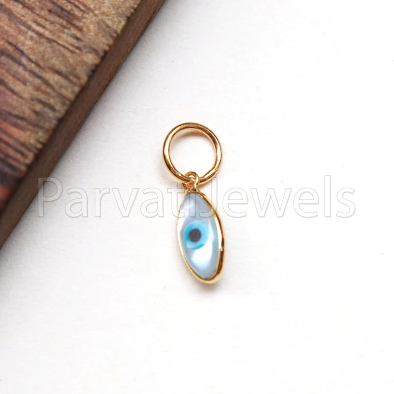 Evil Eye Charm, 18k Solid Gold Charm, Mother of Pearl Eye Gold Charm, Charm, Charm Necklace, Charm Pendant, Handmade Gold Charm, Evil Eye Charm Gift