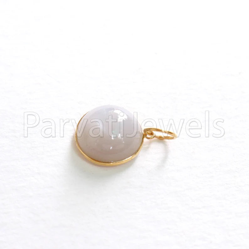 Rare Gray Moonstone Charm, 18K Solid Gold Charm, Charm Pendent, Gold Charm, Natural Gemstone Charm, Solid 18k Gold Charm, Handmade Charms