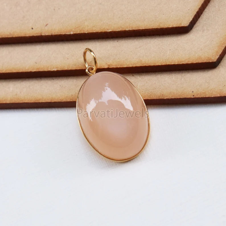 Natural Huge Moonstone Charm, 18k Solid Gold Charm, Natural Moonstone Charm, Gold Charm, Charm Necklace, Handmade Gold Charm, Natural Charm