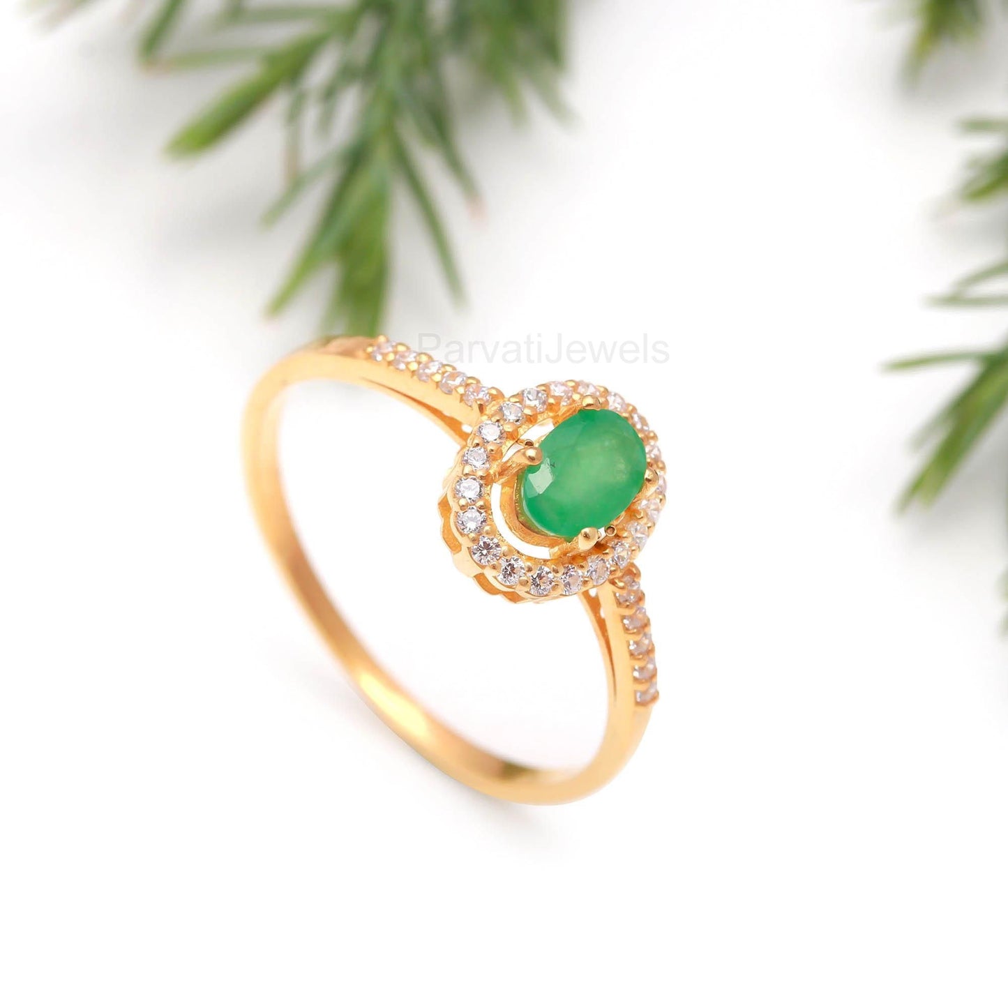 Natural Emerald Gold Ring, 14K Solid Gold Ring, Handcrafted Ring, Dainty Emerald Gold Ring, May Birthstone, Emerald Diamond Ring,