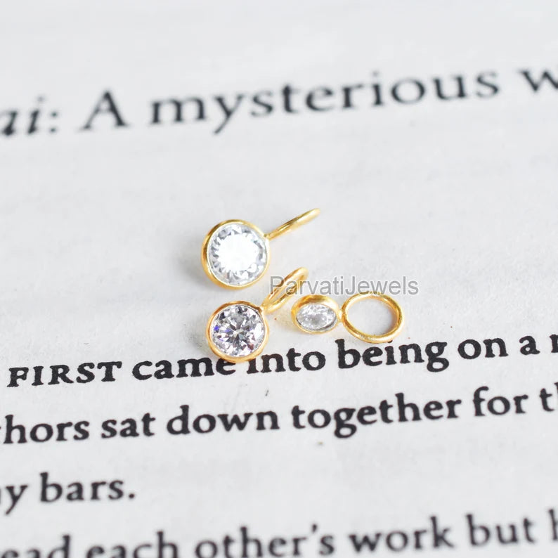 Natural Moissanite Charm, Moissanite Charm, 18k Solid Gold Charm, Gold Charm, Charm Pendant, Charm Necklace, Handmade Gold Charm