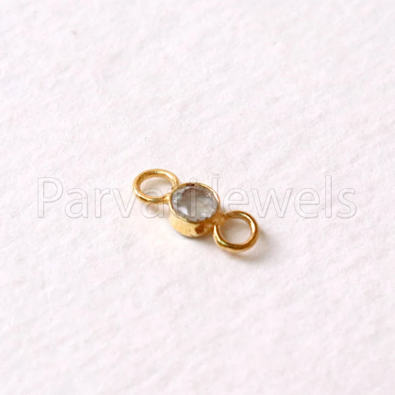 Rainbow Moonstone Connector, 18k Solid Gold Connector, Natural Moonstone Connector, Gold Connector, Gold Jewelry Connector, Gift For her