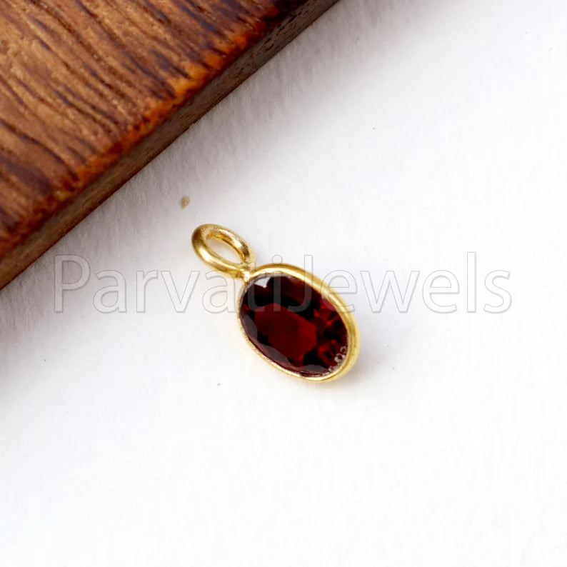 Natural Garnet Charm, 18k Solid Gold Charm, Natural Garnet Charm, Gold Charm, Charm Pendant, Charm Necklace, Handmade Gold Charm