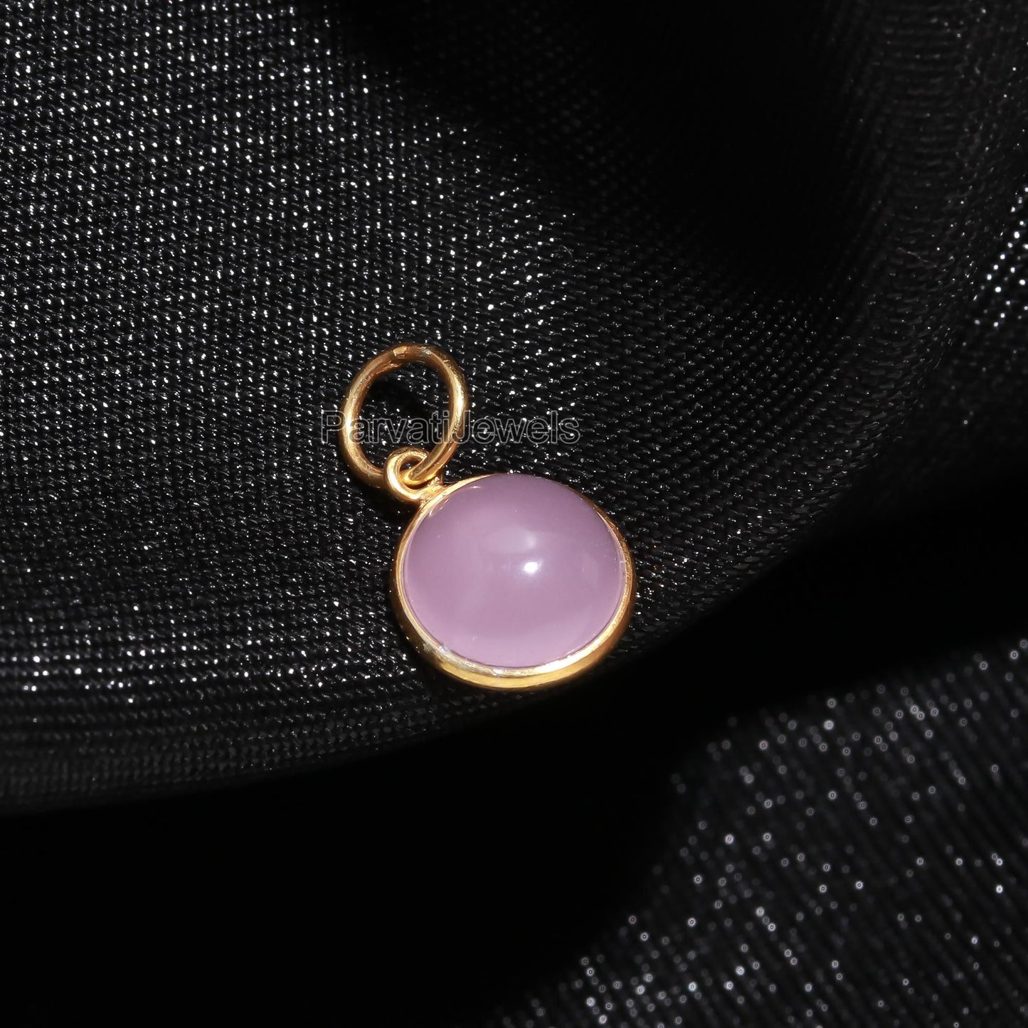 Natural Pink Chalcedony Charm, 18k Solid Gold Charm, Minimalist Gold Charm, Dainty Gold Charm, Gemstone Gold Charm, Handcrafted Gold Charm,