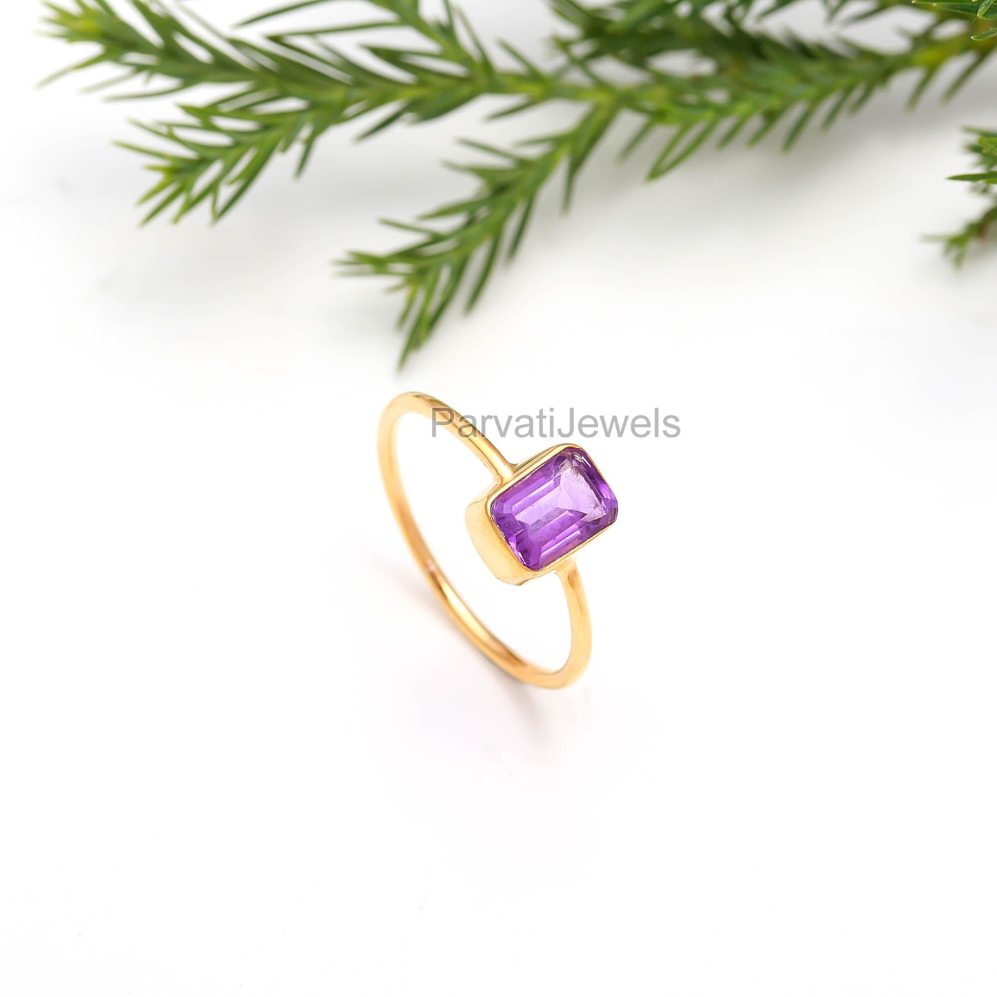 Natural Amethyst Gold Ring, 18k Solid Gold Ring, Gift For Her, Handmade Gold Ring, Amethyst Dainty Gold Ring, Minimalist Gold Ring