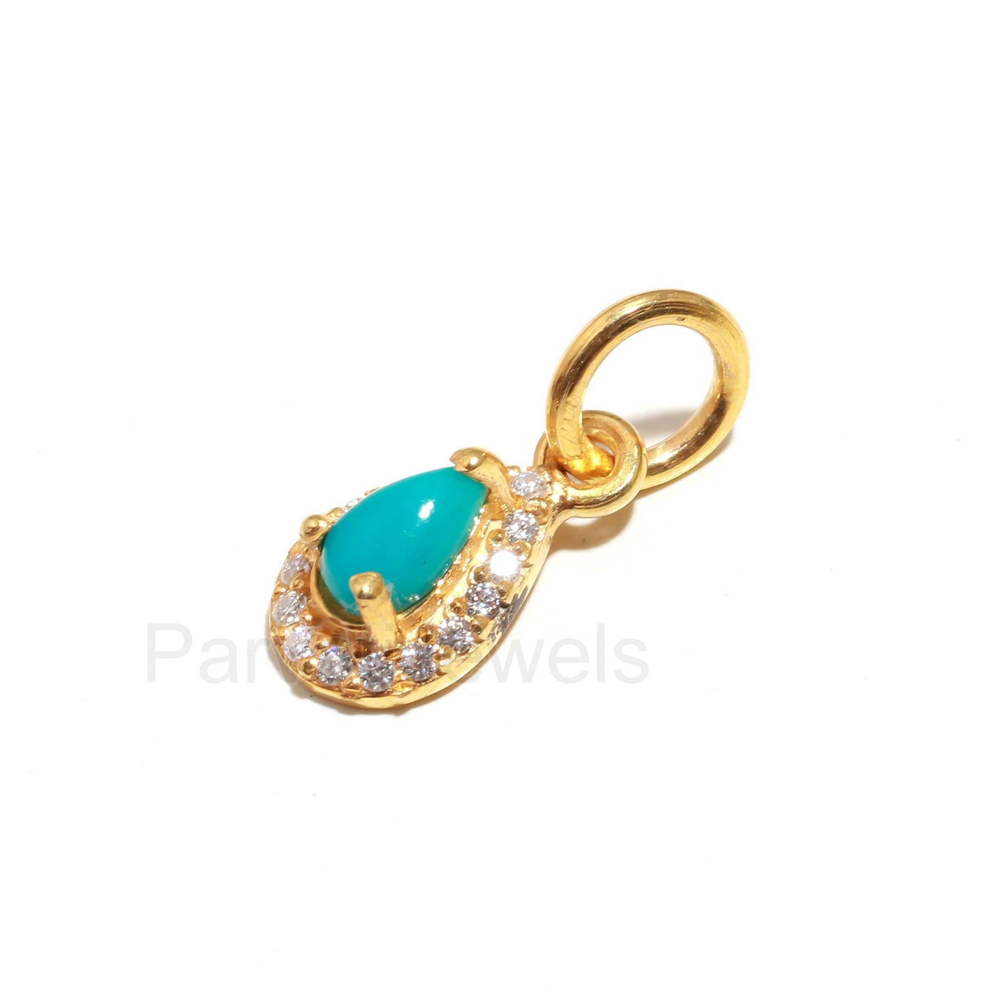 Natural Sleeping Turquoise Diamond Charm, Solid 14K Gold Charm, Diamond Gold Charm, Handmade Charm Pendant, Gold Charm Pendant, Gift For Her