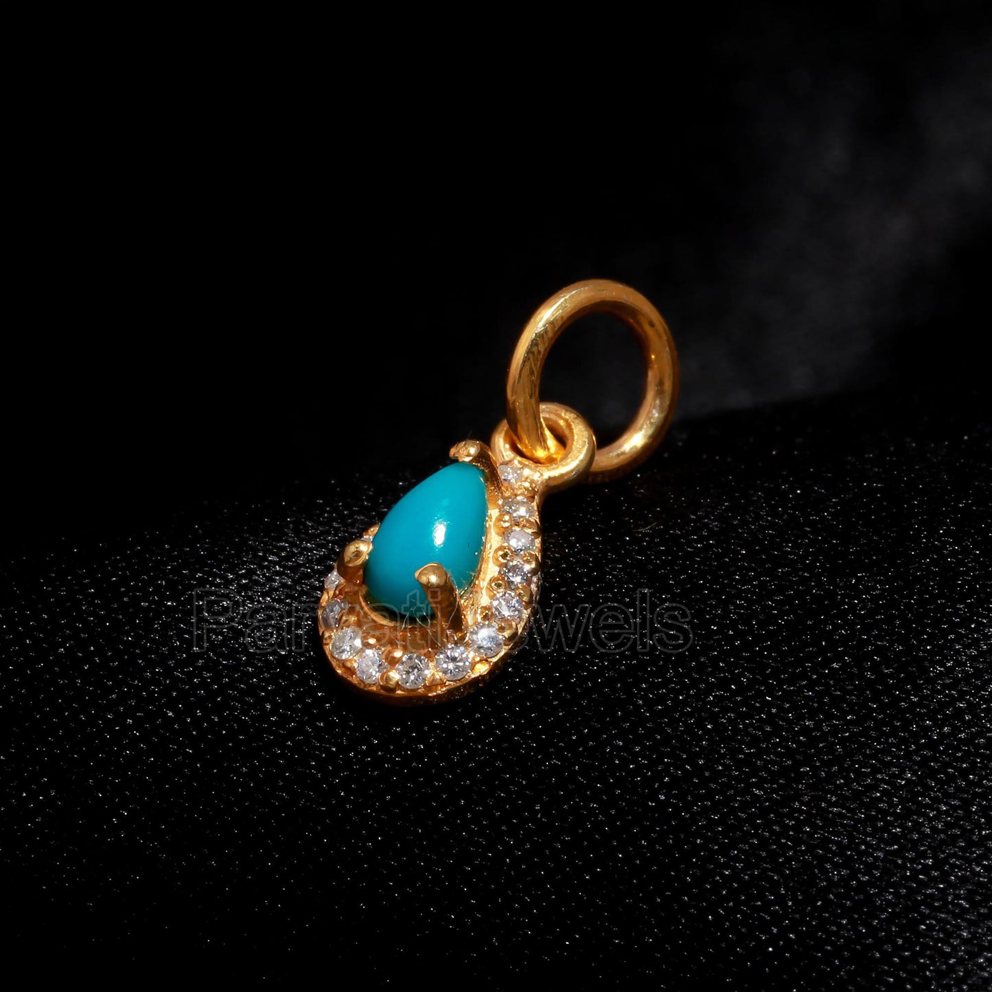 Natural Sleeping Turquoise Diamond Charm, Solid 14K Gold Charm, Diamond Gold Charm, Handmade Charm Pendant, Gold Charm Pendant, Gift For Her