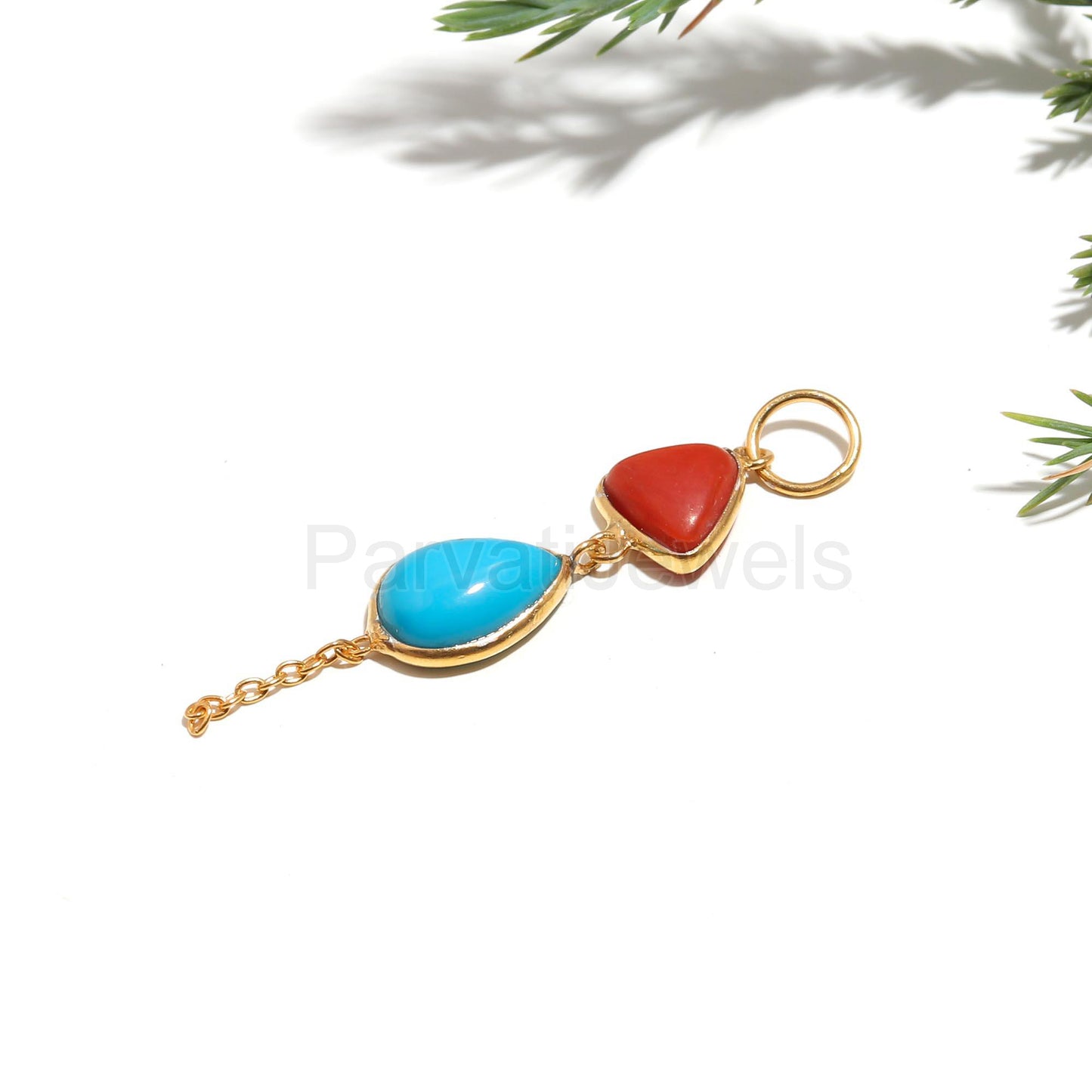 Natural Sleeping Beauty Turquoise Coral Charm, 18K gold charm pendant, Coral Charm Pendant, Handmade Charm, Gold Charm Pendant, Gift For Her