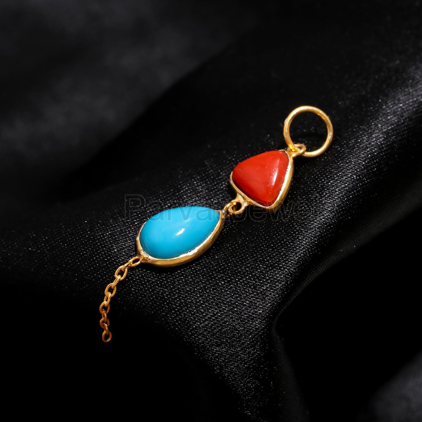 Natural Sleeping Beauty Turquoise Coral Charm, 18K gold charm pendant, Coral Charm Pendant, Handmade Charm, Gold Charm Pendant, Gift For Her