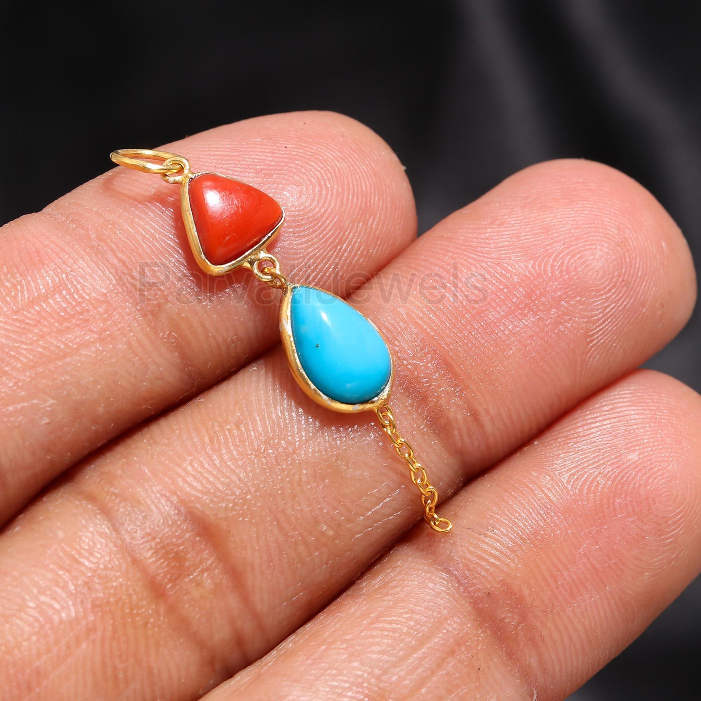 Natural Sleeping Beauty Turquoise Coral Charm, 18K gold charm pendant, Coral Charm Pendant, Handmade Charm, Gold Charm Pendant, Gift For Her