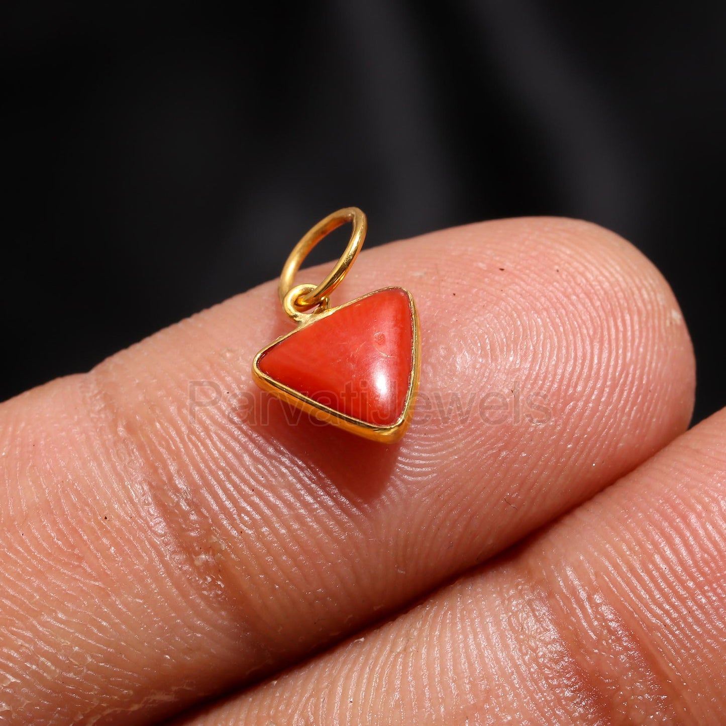 AA Natural Red Coral Charm, 18k Solid Gold Charm, AA Coral Gold Charm, Gold Charm, Handmade Gold Charm, Birthstone Gold Charm, Charm Pendant