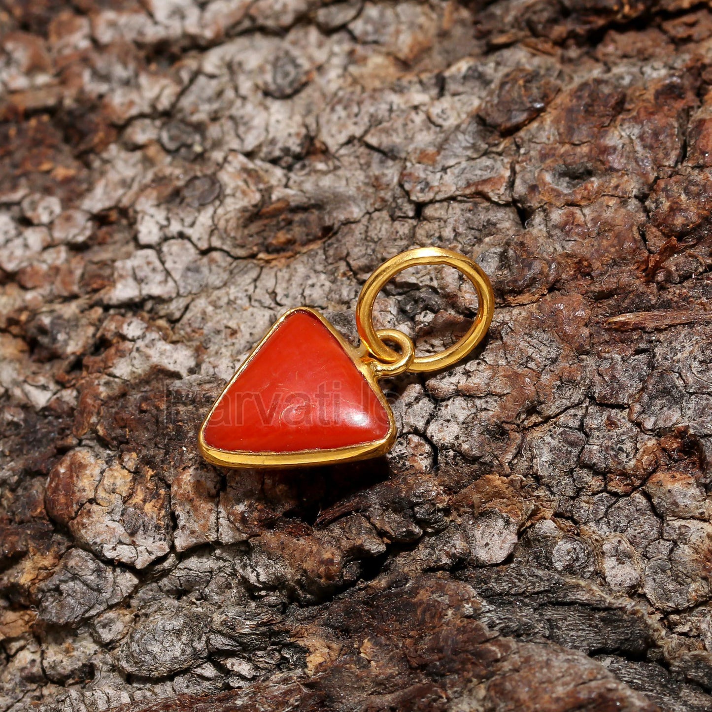 AA Natural Red Coral Charm, 18k Solid Gold Charm, AA Coral Gold Charm, Gold Charm, Handmade Gold Charm, Birthstone Gold Charm, Charm Pendant