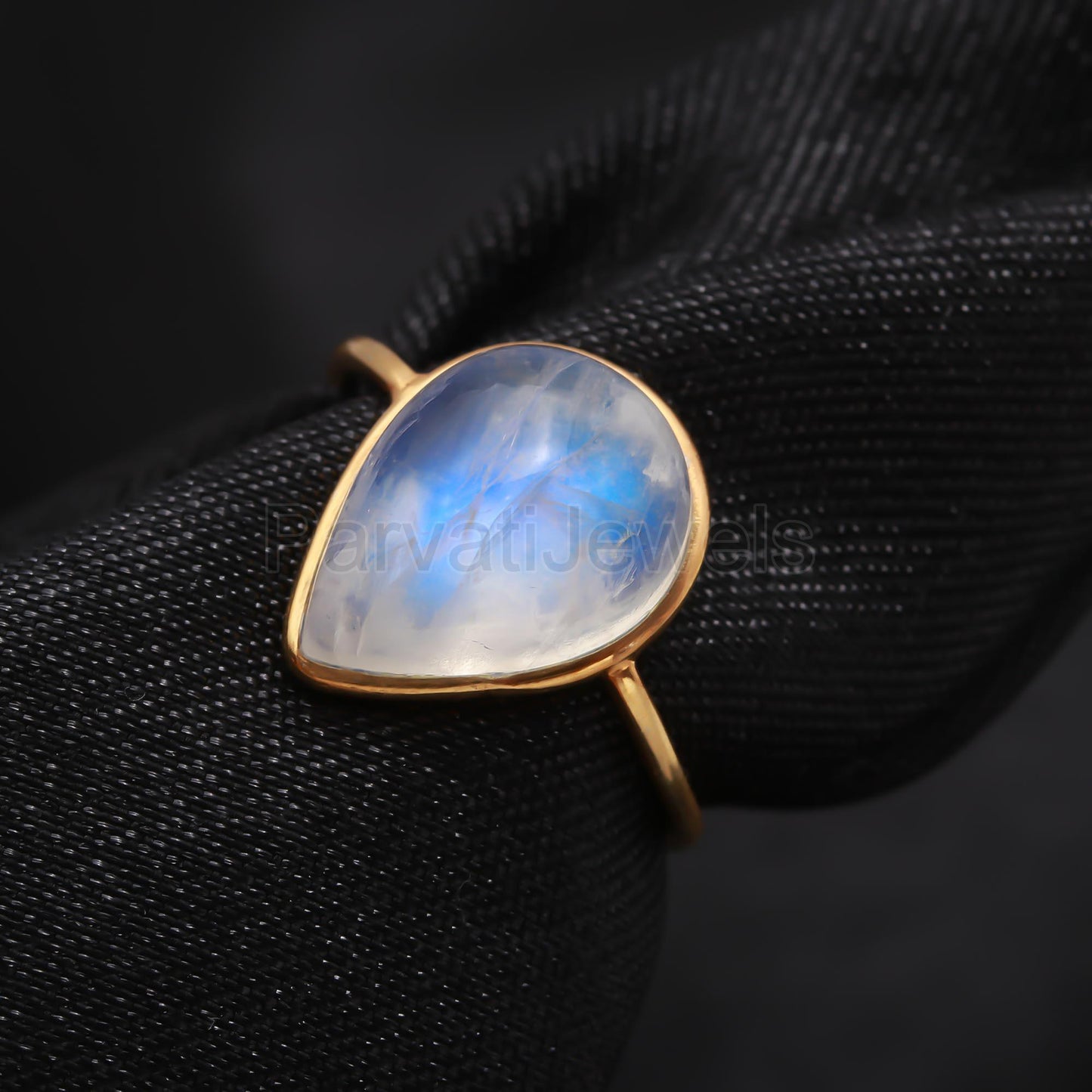 Natural Blue Moonstone Ring, 18k Solid Gold Ring, Handmade Gold Ring, Rainbow Moonstone Gold Ring, Gift For Women Gold Ring, Partywear Ring