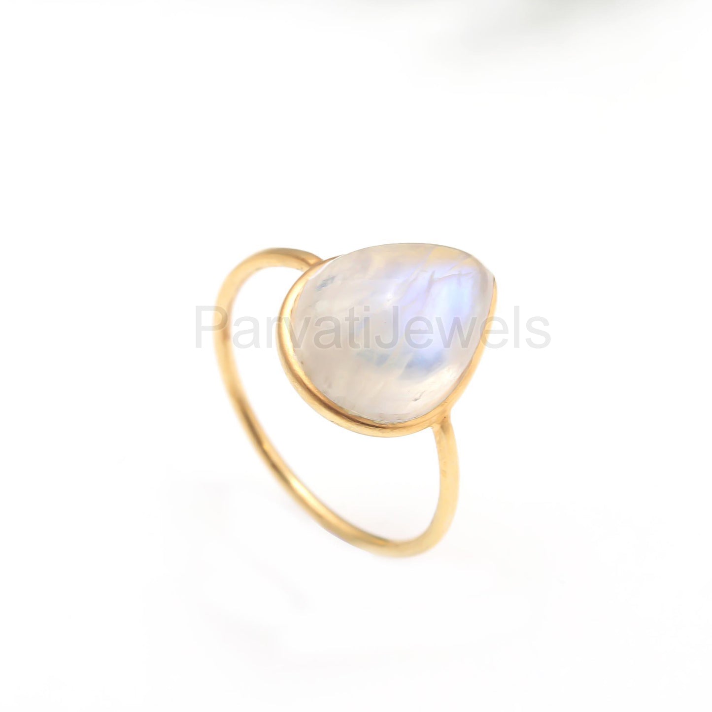 Natural Blue Moonstone Ring, 18k Solid Gold Ring, Handmade Gold Ring, Rainbow Moonstone Gold Ring, Gift For Women Gold Ring, Partywear Ring
