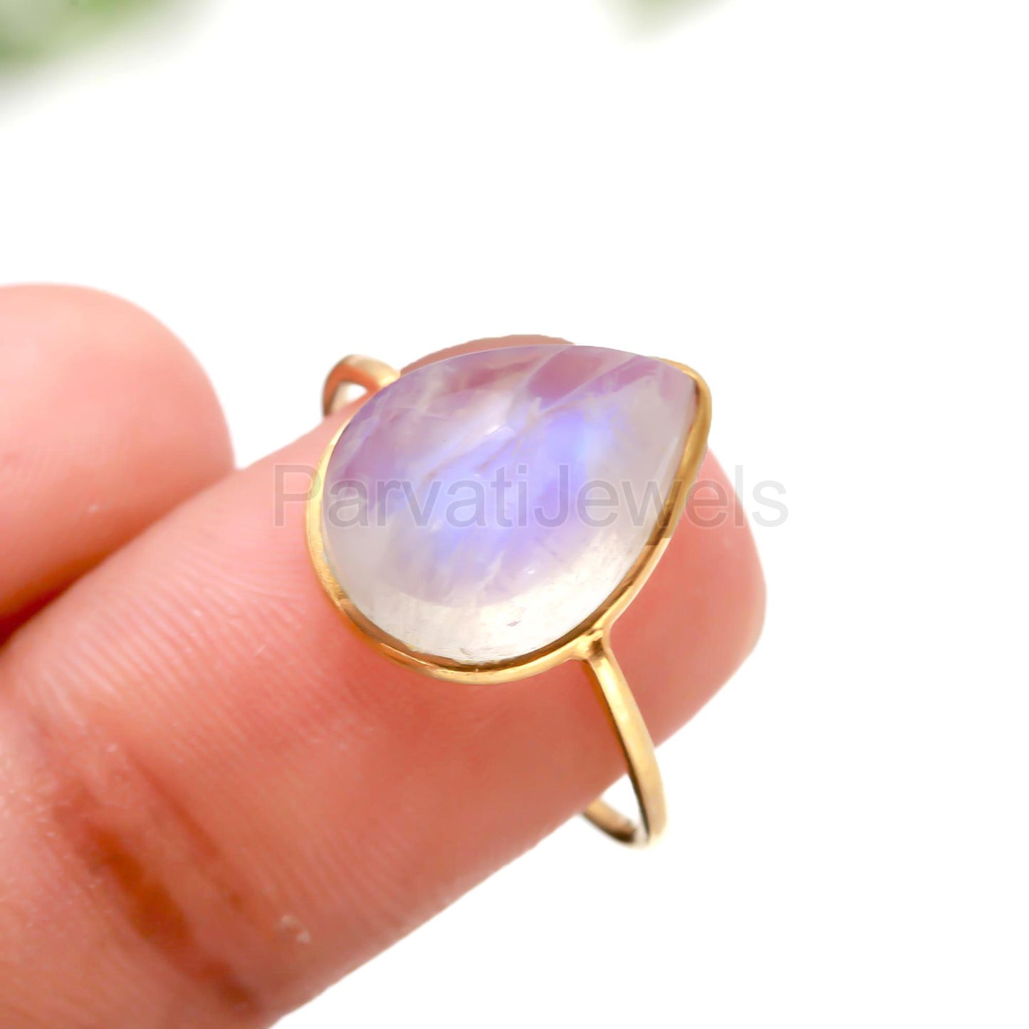 Natural Blue Moonstone Ring, 18k Solid Gold Ring, Handmade Gold Ring, Rainbow Moonstone Gold Ring, Gift For Women Gold Ring, Partywear Ring