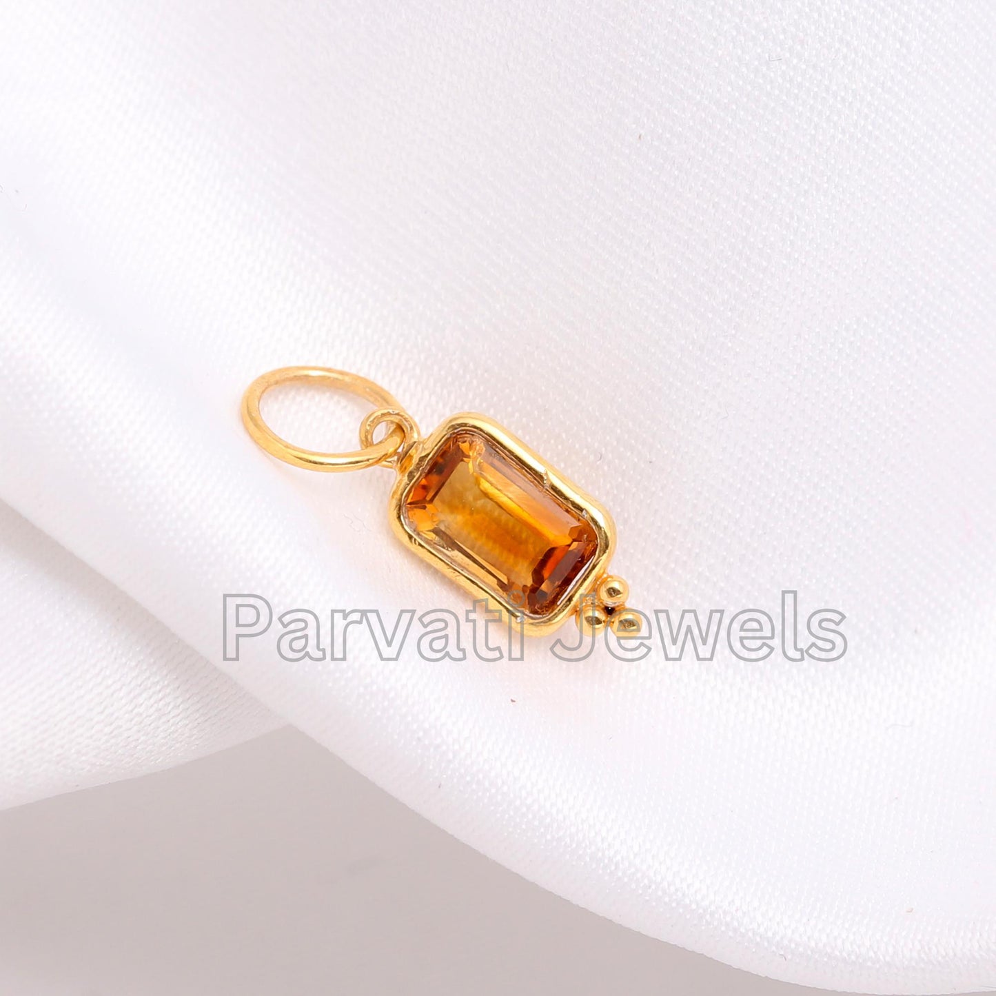 AA Natural Citrine Gold Charm, 18k Solid Gold Charm, Citrine Gold Charm, Charm Pendant, Handmade Charm, Gift for Her, November Birthstone