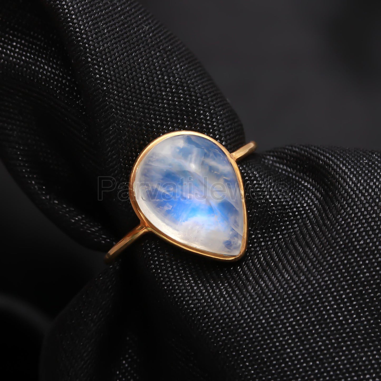 Natural Blue Moonstone Ring, 18k Solid Gold Ring, Handmade Gold Ring, Rainbow Moonstone Gold Ring, Gift For Women Gold Ring, Partywear Ring