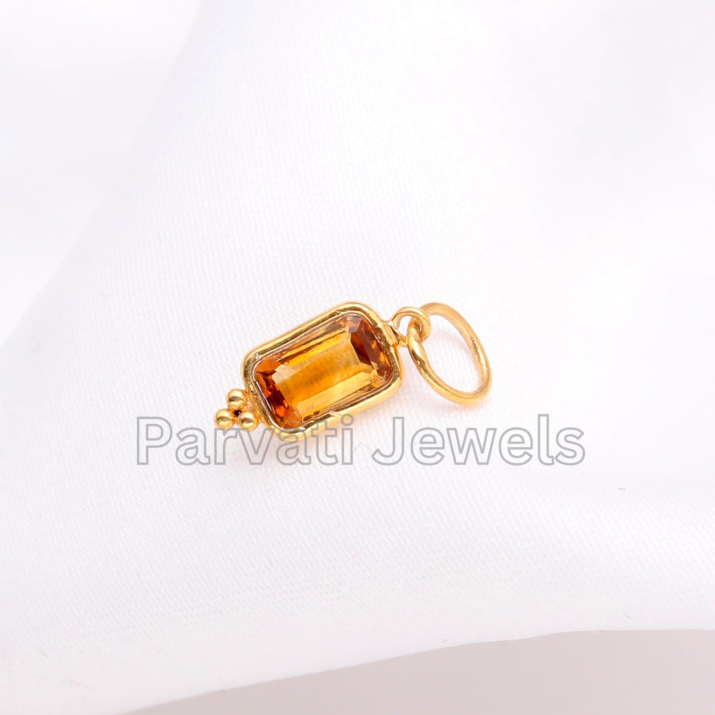 AA Natural Citrine Gold Charm, 18k Solid Gold Charm, Citrine Gold Charm, Charm Pendant, Handmade Charm, Gift for Her, November Birthstone