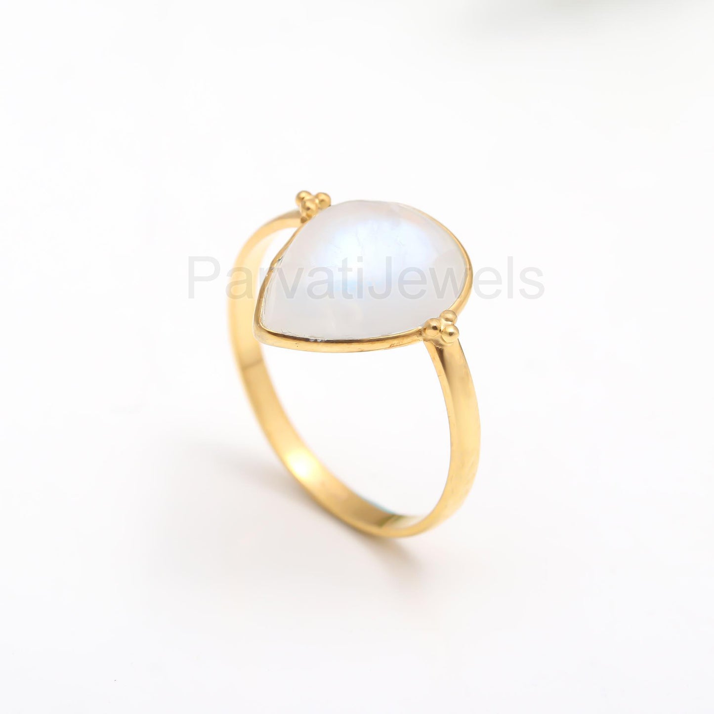 Natural Blue Moonstone Ring, 18k Solid Gold Ring, Handmade Gold Ring, Rainbow Moonstone Gold Ring, Minimalist Gold Ring, Christmas Gift Ring