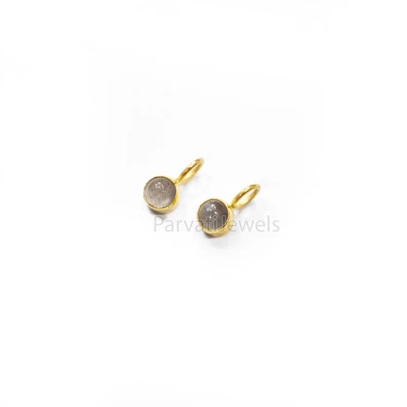 Natural Gray Moonstone Gemstone Solid 18k Gold Charm, Gold Charm, Moonstone Charm Pendant, Charm pendant, Handmade Charm Pendant, Gift For her Charm